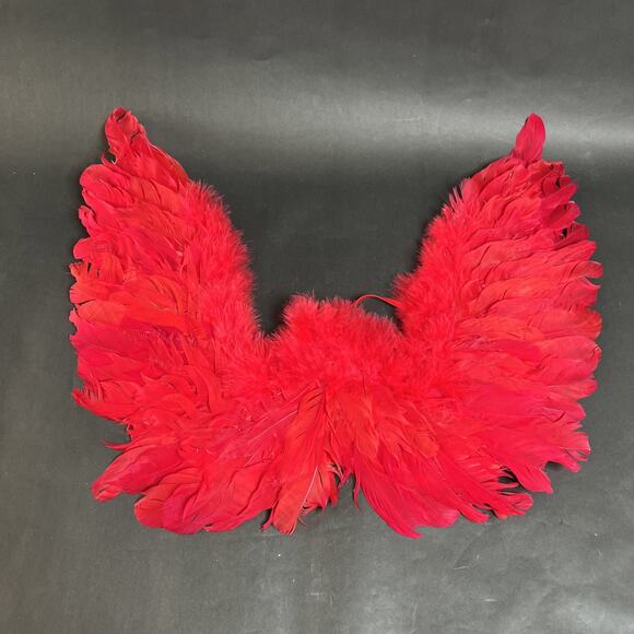 Sexy Demon Angel Costume – Red Feather Wings, One Size, NWT Halloween cosplay - Picture 1 of 12
